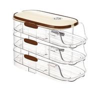 Distributeur d'œufs coulissant, coquetier automatique à 3 couches avec couvercle, poignée, coquetier de grande capacité, organisateur d'œufs avec minuterie