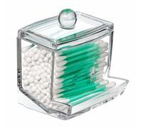 Distributeur Et Pot De Rangement En Acrylique Pour Cotons-Tiges ¿ Élégant Meuble De Salle De Bain Avec Couvercle Pour Cotons-Tiges Et Disques