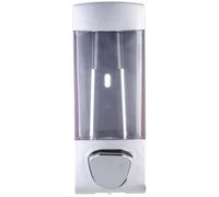 Distributeur Mural à Pompe pour Savonnette Liquide 350ml en ABS Argenté | Design Plat Buse, Niveau Visible, Réutilisable, pour Salle de Bain Maison ou Location