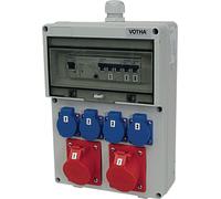 VOTHA® Distributeur mural filaire WÜRZBURG avec interrupteur différentiel prise 230 V~ 4, CEE 16 A, 400 V~ 1, CEE 32 A, 400 V~ 1, LS 16 A, 1 pôle, C 2, LS 16 A, 3 broches, C 1, LS 32 A, 3 broches, C 1