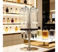 Distributeur Parfum 6 Têtes 360°,Kit Remplissage Manuel Flacons Verre 500ml | 375ml/500ml, Débit Réglable,Socle Inox,Nettoyage Sans Outil,Station Transfert,pour Boutique Studio