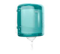 Distributeur pour bobine d'essuyage à dévidage central Tork M4 Maxi Reflex blanc-bleu