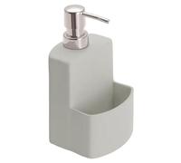 WENKO Distributeur Liquide Vaisselle, Distributeur Liquide Vaisselle Porte éponge, Festival, Gris, capacité de 380 ML, 10 x 18 x 10 cm