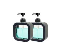 Distributeur Savon, 2 Pièces Flacon Pompe Vide, Distributeur Liquide Vaisselle et Produits Soin Personnel (500ml 2pcs-Noir)