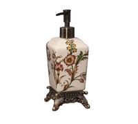 Distributeur Savon Liquide Distributeur de Savon en céramique, Bouteille Liquide avec Base et décoration Florale à Peinture l'huile Vintage Bain