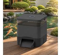 Distributeur Solaire Automatique de Nourriture Poissons de Bassin, 4 l, carpes koï, avec Distribution Quotidienne programmée, Argent.