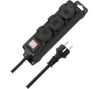 Distrieur de Prise Murale avec Interrupteur IP44 3 Fois Noir 2m H07RN-F 3G1,5