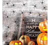 DITK-U Toile d'araignée géante de 800 m² pour décoration d'Halloween avec 30 fausses araignées supplémentaires pour décoration d'Halloween, intérieur et extérieur, maison hantée