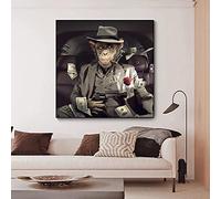 Dittelle Toile Peinture Singe Affiche Argent Pistolet Graffiti Rue Mur Art Pour Salon Décor À La Maison Affiches Et Gravures Mur Photo 80x80cm Sans Cadre
