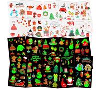 DiULi 10PCS Tatouages Lumineux pour Enfants,Tatouage Brillant éléments de Noë l, Doux pour la Peau Éphémère, Fête Noël Jeu de Rôle, Noël-A