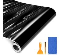 DiULi Film Covering Voiture Noir Brillant, Protection Peinture Anti-Rayure, Vinyle Autocollant Haute Brillance, avec Raclette, Cutter et Chiffon Microfibre, 30x152cm
