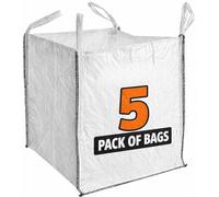 DIVCHI FIBC Lot de 5 sacs de construction robustes en vrac - Sacs à gravats tissés de qualité industrielle de 1 tonne avec poignées | Sans logo | Sacs Jumbo durables pour la construction, le jardin et