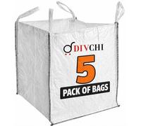 DIVCHI Lot de 5 sacs de construction FIBC en vrac pour déchets de jardin en matériau tissé industriel très résistant 1 tonne avec poignée