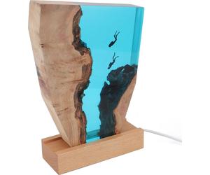 Diver Night Light Colorful LED Wooden Resin Ocean Bedside Lamp Desktop Art Ornament For Office Bedroom Living Room Decor