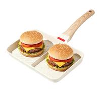 Divided Non-Stick Breakfast Frying Pan - Square Skillet | Detachable Handle