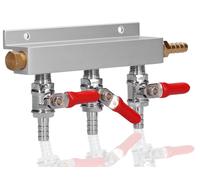 Diviseur de gaz à 3 voies avec vanne d'arrêt - Collecteur de distribution de gaz CO2 - Clapet anti-retour - Fabriqué en aluminium, laiton ou acier inoxydable de haute qualité - Installation facile - D