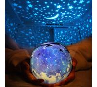 DIVISTAR Veilleuse étoilée pour enfants, lampe de projection à étoiles pour anniversaire de bébé, lampe projecteur rotative pour garçon - Cadeau de Noël pour chambre - Ensemble de 3 films