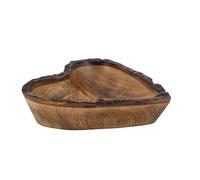 Divit Shilp Plateau en Bois Naturel, Bol de Service pour la Salade, Les légumes et Les Fruits, Grand Plateau Profond pour la Famille et la fête (Heart Bowl Bark Edge)