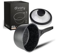 Casserole DIVORY 18 cm à poignée amovible - Casserole à manche de 2 L avec couvercle - Petite casserole à manche - Pot à lait revêtu, poignée amovible, compatible induction