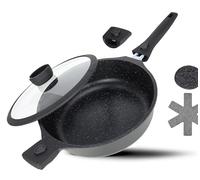 DIVORY Cocotte 28cm induction, Poêle à servir avec couvercle 4,2l - Poignée amovible, Cuve revêtue résistant au four, Aluminium Cocotte haute