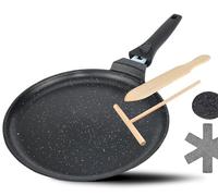 DIVORY Crêpière à induction 28 cm, Crêpière avec répartiteur de pâte et pelle en bois, revêtement induction