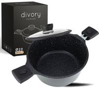 DIVORY Grande marmite 20cm - 3L Grande marmite avec couvercle, Marmite à légumes à induction, Marmite à soupe avec poignées amovibles, Marmite à viande haute