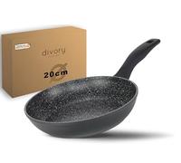 Poêle à frire DIVORY 20 cm pour induction – Poêle universelle antiadhésive adaptée à tous les types de cuisinières – Poignées sûres, lavable au lave-vaisselle (noir, 20 cm)