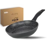 DIVORY Poêle à frire 24cm induction - Poêle universelle à revêtement antiadhésif pour tous les types de cuisinières - Poignées sûres, convient au lave-vaisselle (Noir, 24 cm)