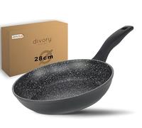 Poêle à frire DIVORY 28 cm pour induction – Poêle universelle antiadhésive adaptée à tous les types de cuisinières – Poignées sûres, lavable au lave-vaisselle (noir, 28 cm)