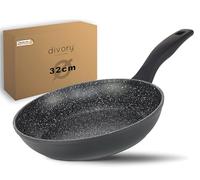 Poêle à frire DIVORY 32 cm pour induction – Poêle universelle antiadhésive adaptée à tous les types de cuisinières – Poignées sûres, lavable au lave-vaisselle (noir, 32 cm)
