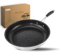 DIVORY Poêle à frire en acier inoxydable 20 cm "ULTIME" induction I Petite poêle à frire à revêtement anti-adhésif pour tous les types de feux I Poignée ergonomique, convient au lave-vaisselle
