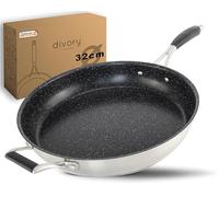 DIVORY Poêle à frire en acier inoxydable 32 cm "ULTIME" induction I grande poêle à frire à revêtement anti-adhésif pour tous les types de feux I Poignée ergonomique, convient au lave-vaisselle