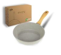 DIVORY Poêle à frire en céramique 20cm - Poêle avec revêtement céramique, compatible induction, sans PFAS & PTFE, petite poêle à frire, va au four & passe au lave-vaisselle (Natura, 20 cm)