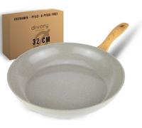 DIVORY poêle céramique 32cm - Poêle avec revêtement céramique induction, sans & PTFE, grande poêle à frire, revêtement céramique (Natura, 32 cm)