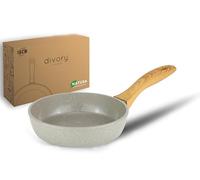 DIVORY Poêle en céramique 16cm - Poêle avec revêtement, compatible induction, sans PFAS & PTFE, petite poêle, passe au four & au lave-vaisselle - (Natura, 16 cm)