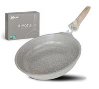DIVORY Poêle en céramique 20 cm - Poêle à manche amovible avec revêtement en céramique, compatible induction, sans PFAS ni PTFE, petite poêle en céramique, mini-poêle revêtue (Natura, 20 cm)