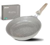 DIVORY Poêle en céramique 24 cm - Poêle à manche amovible avec revêtement en céramique, compatible induction, sans PFAS ni PTFE, poêle à frire moyenne en céramique, mini-poêle revêtue (Natura, 24 cm)