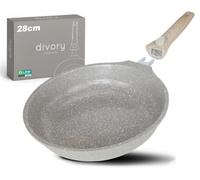 DIVORY Poêle en céramique 28 cm - Poêle avec poignée amovible et revêtement en céramique, compatible induction, sans PFAS ni PTFE, grande poêle à frire avec revêtement en céramique (Natura, 28 cm)