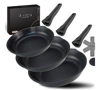 Set de poêles DIVORY 20, 24 et 28 cm avec poignée amovible, poêle antiadhésive à bord haut pour cuisinière à induction, poêle à frire antiadhésive, poêles revêtues de haute qualité