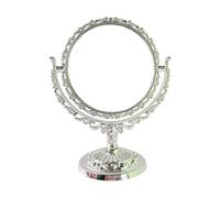 diwedaso Miroir de maquillage de table élégant, style vintage double face, ovale et pivotant, avec support de bureau rond et réglable.