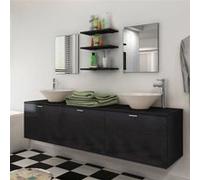 vidaXL Meuble pour salle de bains Dix pièces avec lavabo et robinet noir