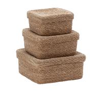 Dixie Set de paniers carrés Emil avec couvercle. 3 pièces Natural