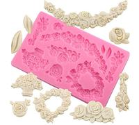 DIY Baroque Défiler Relief Gâteau Bordure Moule Silicone, Motif Fleur Européen Cadre Mariage Fondant Décoration Outils, Bonbon Chocolat Pâte à Moule, Cuisson Dentelle Tapis Moules, Argile - Pattern05