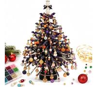 DIY Beaded Christmas Tree Kit,Handmade Mini Desk Xmas Bead Art，Halloween | Night Light DIY Festive Centrepiece,with Colorful Beads & Ornaments & String Lights,Christmas Craft Gift for Craft Lovers