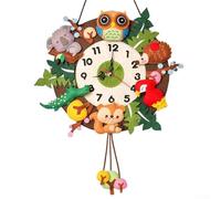 DIY Cartoon Horloge Murale Chambre Enfant Horloge Animal Fait à la Main Design Créatif Durable Matériau Non tissé Léger Horloge d'apprentissage Kit de bricolage Personnalisé Zone de jeu Décoration 40