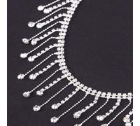 DIY Chaîne de taille de danse du ventre avec strass et franges, décoration de costume de scène. Accessoire pour chaussures, chapeau, vêtements. Longueur : 80-90 cm, Largeur : 5-6 cm. Idéal pour la Sai