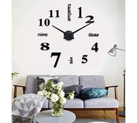 DIY Creative Amovible Moderne 3D Horloge Murale avec Numéros Adhésif Acrylique pour la Décoration de La Maison Embellissement (Noir)