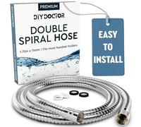 DIY Doctor Flexible de Douche - Tuyau Douche - 4 Rondelles Incluses - Anti-twist - Finition Chromée - 1,75m x 11mm de Longueur & Adaptation Universelle (1,3cm / 0,5")