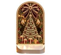 DIY LED Light Sapin de Noël avec noeud Veilleuse (Sapin de Noël avec | Kit de bricolage 5D à faire soi-même pour adultes, cheminée, étagère, bureau, chambre à coucher, installation facile (arbre