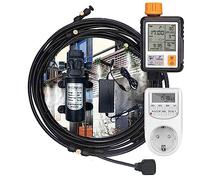 DIY Système de Brumisateur avec Pompe Silencieuse 24v & Minuterie, Système de Refroidissement Kit par Brumisation Extérieur avec Filtre(Size:12m/39.3ft tube+ 16 nozzles,Color:noir)